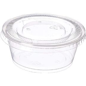 Plastic Disposable Portion Cups - Jello Shot Cup - The Perfect Souffle Cup (3.25 Ounce, Package of 50 Cups With Lids)