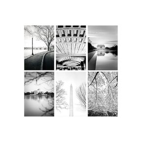 Washington DC Art - Set of 6 Photography Prints - 4x6 inches - Unframed - Black and White Photography featuring the Lincoln Memorial, Jefferson Memorial, Washington Monument, Potomac and the Metro