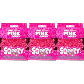 Stardrops – The Pink Stuff – SQeeZY Miracle Dual Sided Scrubber Sponge, Scratch Free Solution for Ultimate Home Cleaning - Perfect for Kitchens, Bathrooms, and Outdoor Use, 3-Pack