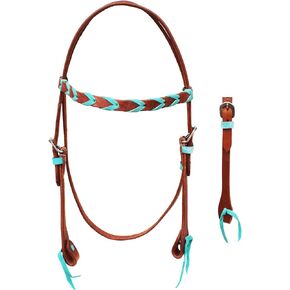 CHALLENGER Horse Western Show Tack Turquoise Laced Browband Headstall 78AD13HB