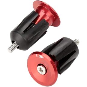 Keenso 1 Pair Bike Handlebar End , Aluminum Alloy Bike Handlebar Handle Grip Bar End Plug Parts(Red)