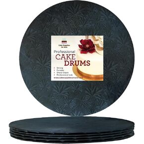 12 inch Black Round Thin Sturdy Cake Board Drums for Displaying Cakes, 1/4 Inch Thick, (12-Pack)