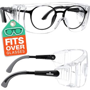 NoCry Safety Glasses Over Eyeglasses — Fog and Scratch-Resistant Over Glasses Safety Glasses for Men and Women with Side Shields, UV380 Protection, ANSI Z87 Rated — Perfect Safety Goggles Over Glasses