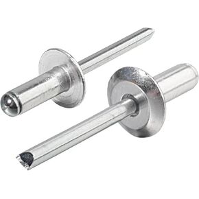 Linkup 115pcs pack 3/16" x 5/16" Large flange Pop blind Rivets,Large Head aluminum rivets,4.8mm x 8mm pop rivets,Aluminum Body Steel Mandrel Rivets (Silver)
