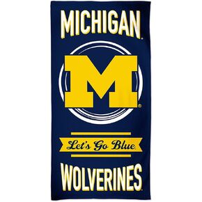 Licensed NCAA 100% Cotton Prime Pride "Let's Go Blue!" Beach Towel 60" x 30" (Michigan Wolverines)