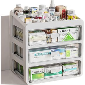 Drawer-Type Plastic Storage Box Organizer/Medicine Box-Multifunctional Storage Container,Family Medicine Box Organizer,Organize Medications,Cosmetics,Office Items,Etc, Easy Access