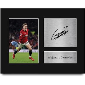 HWC Trading Hojland, Garnacho & Mainoo 16 x 12 inch Printed Memorabilia Signed Autograph Photograph Display for Soccer Fans and Supporters - 16" x 12" Framed