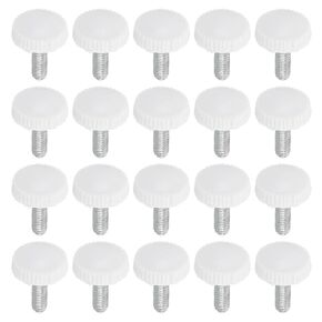 PATIKIL M4x12mm Knurled Thumb Screws, 20 Pack Male Thread Round Clamping Screws Knobs Hand Grip Bolts Mounting Fasteners for Lighting Furniture Hardware White