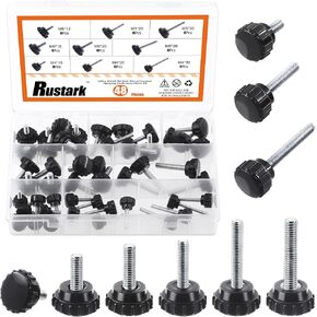48Pcs M4 M5 M6 9 Sizes Threaded Knurled Thumbscrew Clamping Knobs Grip Thumb Screw Assortment Kit, Knurled Clamping Knob Grip Black Round Clamping Screws in Kuwait