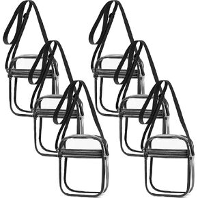 6 Pack Clear Bag Stadium Approved,PVC Clear Purse Bag with Front Pocket and Adjustable Strap,Clear Crossbody Bag for Travel Concerts Sports Festivals