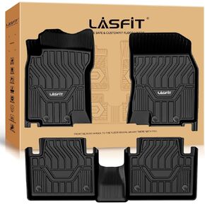 LASFIT Floor Mats for Nissan Altima 2024 2023 2022 2021 2020 2019, All Weather TPE Car Mats Custom Fit Floor Liners, 1st & 2nd Row, Black