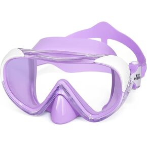 Kids Swim Mask 180° Snorkel Diving Mask, Anti-Fog Child Swim Goggles with Nose Cover No-Leak Swimming Goggles Anti-Shattered Lens for Youth 4-15