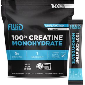 Fluid - Ultra-Fine Micronized 100% Creatine Monohydrate, Informed Sport Certified, Safe for Athletes, 5g Serving (30 Single Servings)