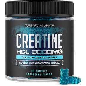 Creatine HCL 3000mg Per Serving - Raspberry Flavour - 90 Vegan Gummies (30 Servings)