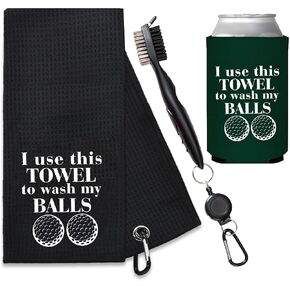 I Play Like A Girl Try to Keep Up Golf Towel With Brush and Can Cooler - Golf Gifts for Women - Womens Golf Towel - Pink Golf Towels for Golf Bags Women - Mothers Day Golf Gifts - Ladies Golf Towel