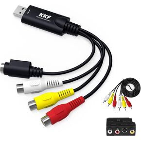 محول بطاقة التقاط الفيديو RCA AV إلى USB، تحويل VHS VCR التناظري إلى محول رقمي، أداة نقل الصوت USB 2.0، كاميرا فيديو رقمية DSLR DVD PS3 PS4 لنظام التشغيل Windows 7 8 10 PC Mac OS (IU037B)