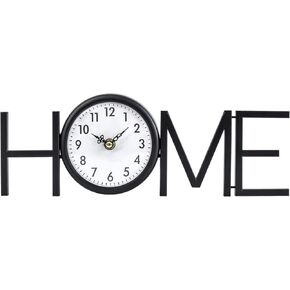 Vintage Small Desk Clock Black Metal Table Clock Battery Operated Silent Mantel Clock with Home Letter for Bedroom Living Room Home Office