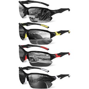 4 Pack Polarized Sports Sunglasses for Men Women Baseball Cycling Running Fishing UV Protection Sun Glasses Lightweight Half Frame Goggles