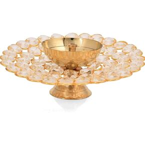 Biggest Brass Crystal Oil Akhand Lamp Diya for Diwali Decoration & Pooja | Traditional Indian Oil Lamp for Festival Season | Home Decor | Ideal Gift – Pack of 1 (SIZE-16 x 6 cms)