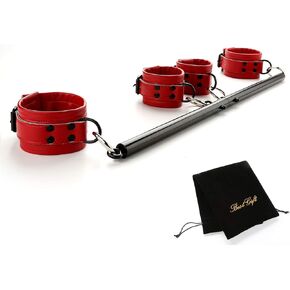 EXREIZST Adjustable Spreader Bar Black Set with 4 Adjustable Fur Red Straps Sports Training Fitness Gear Home Gyms