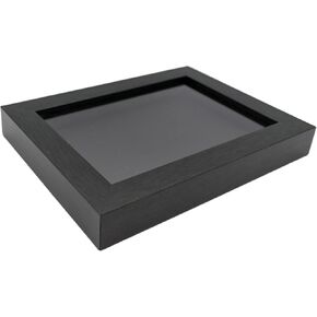 Charcoal 4x4 Small Shadow Box Picture Wooden Frame with Black Acid-Free Backing UV Acrylic & Hanging Hardware - with 3/4" Usable Depth - Great Baby Shadow Box Shadowbox