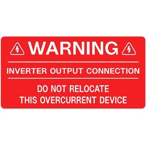 30Pcs PV Solar System Electrical Safety Labels -""Inverter Output Connection_Do Not Relocate This Overcurrent Device"" Warning Stickers - 4"" x 2"", Red