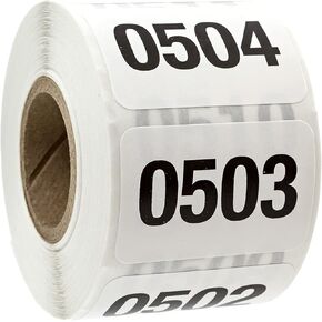 SBLABELS Consecutive Numbered Labels (0001-0500) / 1" x 1.5" Business Live Stickers/Made in The USA