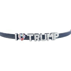 TRUMP Supporter Choker Necklace,I Love Trump President 2024 Merchandise Necklaces,Make America Great Again USA Republican Rhinestone Jewelry,Presidential Campaign Vote Heart Trump Backer PU Leather Collar,Presidential Address Assembly Parade Canvassing Ac