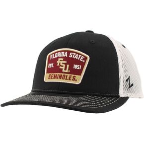ZHATS Standard NCAA Officially Licensed Trucker Hat Dakota Switchback Patch Black White, One Size