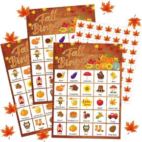 Shappy 39 Pcs Fall Bingo Game Cards Sets for Adults 28 Players Fall Festival Party Games Autumn Bingo Cards for School Classroom Family Activities Thanksgiving Party Supplies Decoration in Kuwait