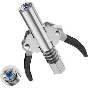 Grease Gun Coupler,Upgrade to 17000 PSI, Double Handle Quick Lock Release Grease Tips Ends Couplers, Compatible with All Grease Guns 1/8" NPT Fitting