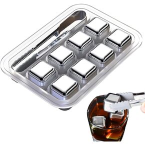 Whiskey Stones 8 Pack, Metal Reusable Ice Cubes, Stainless Steel Ice Cubes, Suitable for Whiskey, Vodka, Liqueurs, Wine, Beverage Juice or Soda in Saudi Arabia