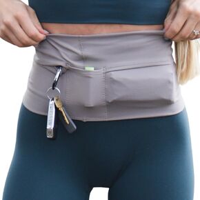 Unisex Running Belt, Running Fanny Pack Women, Phone Holder for Running, Workout Belt for Women, Slim Running Belt with 4 Secure Pockets, Runner Belt for Phone, Keys, Passport, and More