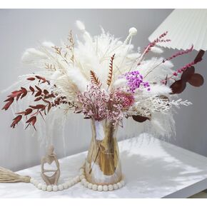WORLDLYDA Natural Dried Pampas Grass Boho Home Decor Dried Flowers Bouquet for Wedding Bouquet Phragmites Floral Arrangements Home Decorations (BL01-03)