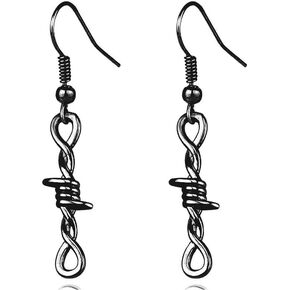 ONLYJUMP Thorns Wire Pendant Earrings for Women Girls Men Personalized Silver Thick Alloy Barbed Wire Punk Gothic Hip Hop Rock Earrings Jewelry