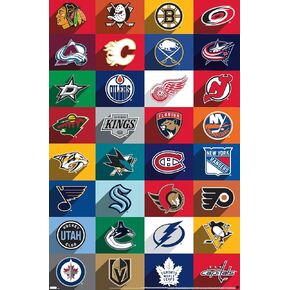 Trends International NHL League - Logos 24 Wall Poster, 34L x 22.4W, Premium Unframed Version