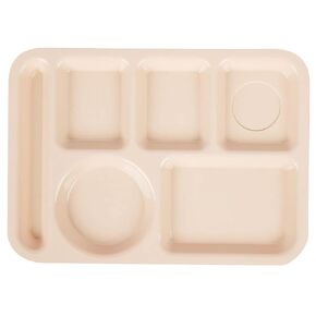 G.E.T. Enterprises TL-153-T 10" x 14" 6-Compartment Tray, Polypropylene, Tan (Pack of 12)