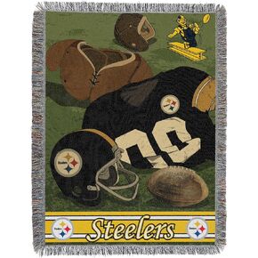 Northwest NFL Pittsburgh Steelers Unisex-Adult Woven Tapestry Throw Blanket, 48" x 60", Vintage