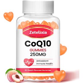 2 Pack CoQ10 Gummies 250 mg, 5X Better Absorption Coenzyme Q10 for Cellular Energy and Antioxidant Support, 120 Peach Gummies