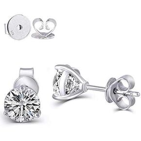 DovEggs 14K White Gold Post 1.6ct 6mm/2ct 6.5mm G-H-I Color Heart Arrows Cut Moissanite Martini Stud Earring Sterling Silver Push Back for Women