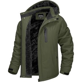 TACVASEN Men's Ski Snowboard Jacket Warm Winter Windproof Hiking Fishing Travel Fleece Lined Jacket Hooded with Pockets