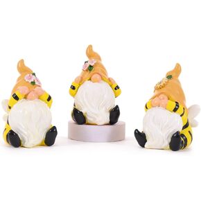 Cute 3 PCS Honey Bee Gnomes Statues Bee Gnomes Figurines Table Decorations Handmade Gnomes Sculpture Home Decorations Garden Gnomes Home Décor