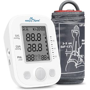 Easy@Home Digital Blood Pressure Monitor Upper Arm with Pulse Rate Indicator, Accurate Automatic BP Machine with Large Cuff,2 User Individual Memory, EBP-020