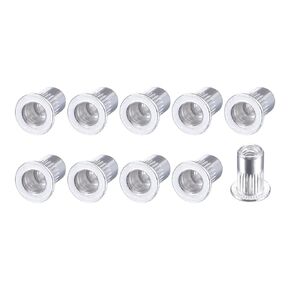 METALLIXITY Rivet Nuts (M10) 10Pcs, Aluminum Threaded Insert Nuts - for Furniture Mechanical Fasteners, Silver Tone