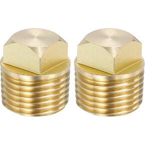 PATIKIL 1/2 Inch NPT Boat Drain Plug, 2 Pcs Solid Brass Spare Garboard Drain Plugs with Square Head for Kayak Fits Most Boats Hulls, Gold Tone