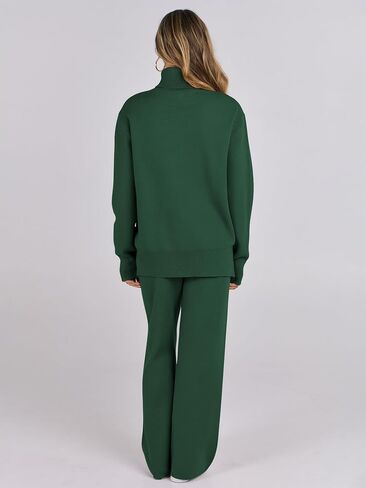 ANRABESS Womens 2 Piece Outfits Sweater Sets Loose Turtlenck Knit Pullover Top Wide Leg Pants 2024 Fall Lounge Sweatsuits in Saudi Arabia