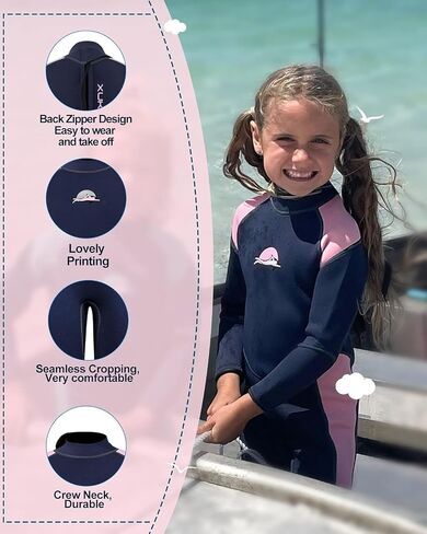 XUKER Kids Wetsuit for Boys Girls Toddlers, 3mm Wetsuit Back Zip Neoprene Thermal Full Body Wetsuits for Youth Teens Scuba Dive Swimming Boating Snorkeling in Saudi Arabia