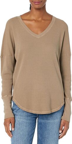 Mod-o-doc Women's Washed Cotton Modal Thermal, Long Sleeve, V-Neck, Tunic, Ivory in Saudi Arabia