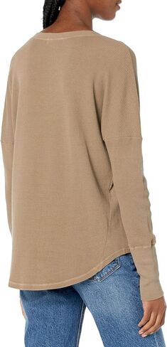 Mod-o-doc Women's Washed Cotton Modal Thermal, Long Sleeve, V-Neck, Tunic, Ivory in Saudi Arabia
