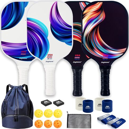 JOYMOVE Pickleball Paddles Set of 2/4/6, USAPA Approved Pickleball Paddle, Fiberglass Pickleball Set with Lightweight Pickleball Rackets,Pickleballs and Pickleball Bag, Pickleball Gifts for Beginners in Saudi Arabia